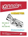 Niemeyer & Söhne Rotormäher Typen RO 230-H & RO 230-HC Bild- Bedienungsanleitung & Bild- Ersatzteilliste & Explosionszeichnungen  - annoligno 574